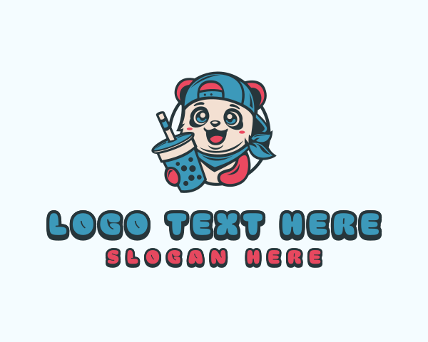 Boba - Panda Boba Drink logo design