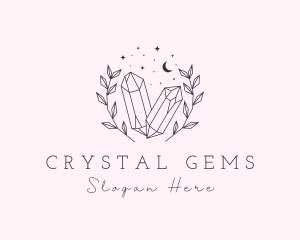 Leaf Spiritual Crystals logo design