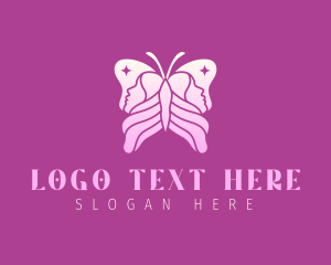 Girly - Butterfly Wings Face logo design