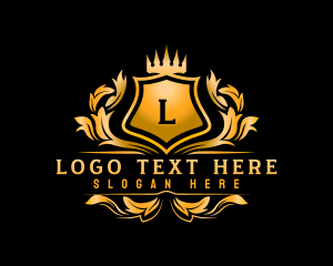 Gold - Crown Shield Ornament logo design