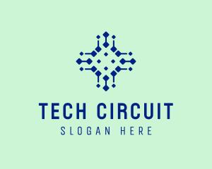Circuitry - Modern Cross Circuitry logo design