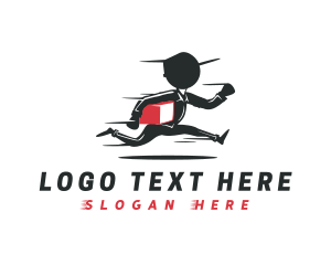 Logistic - Fast Moving Company Man logo design
