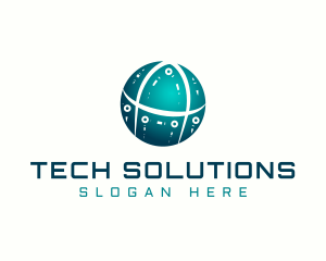 Cyber Security - Tech Globe Letter A logo design
