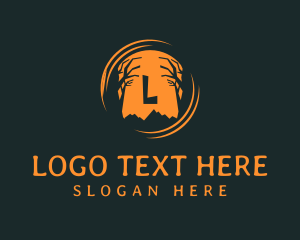 Hiker - Spooky Forest Trees logo design