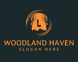 Woodland - Spooky Forest Trees logo design