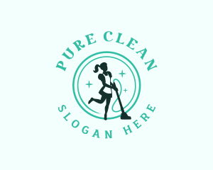 Maid Vacuum Cleaning logo design