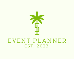 Island - Palm Tree Letter S logo design