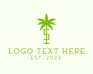 Tourist Spot - Palm Tree Letter S logo design