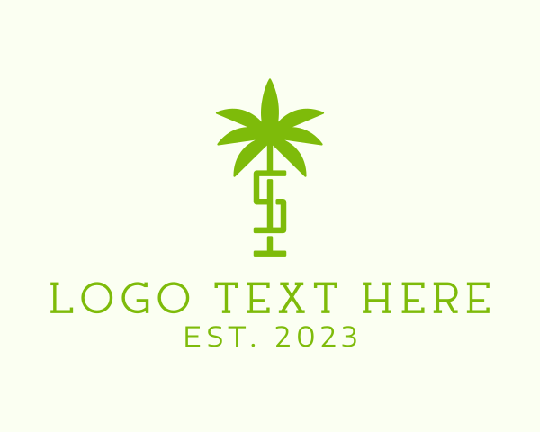 Botanical - Palm Tree Letter S logo design