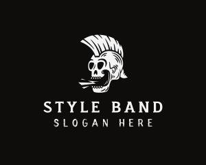 Mohawk Rockstar Skull logo design