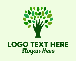 Natural - Natural Hand Tree logo design