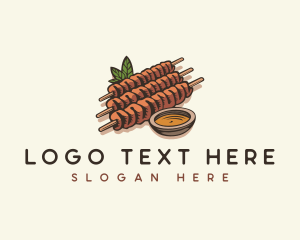 Banana Leaf - Intestine Barbeque Skewer logo design