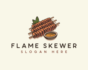 Skewer - Intestine Barbeque Skewer logo design