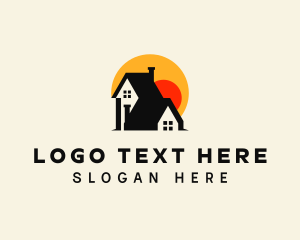 Sun - Roofing Town House logo design