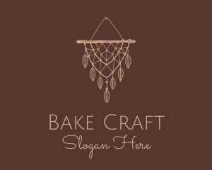 Boho Leaf Macrame Tapestry logo design