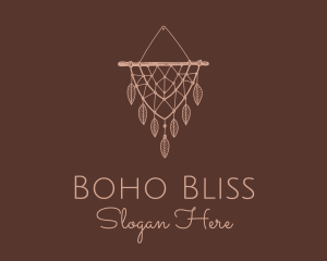 Boho Leaf Macrame Tapestry logo design