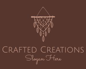 Boho Leaf Macrame Tapestry logo design