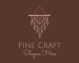 Boho Leaf Macrame Tapestry logo design