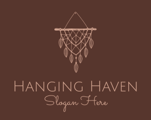 Boho Leaf Macrame Tapestry logo design