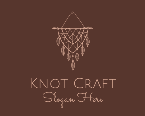 Boho Leaf Macrame Tapestry logo design