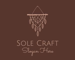 Boho Leaf Macrame Tapestry logo design