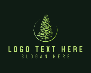 Scribble - Pine Tree Painting logo design