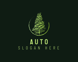 Herbal - Pine Tree Painting logo design