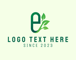 Pill - Organic Leaf Letter E logo design