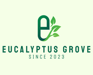 Organic Leaf Letter E logo design