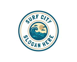 Beach Wave Surfing logo design