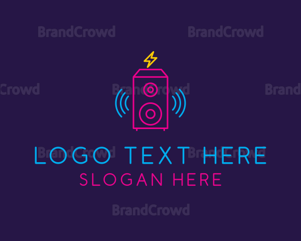 Neon Sound Speaker Beat Logo