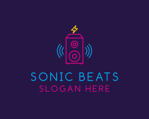 Neon Sound Speaker Beat logo design