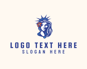 American - Liberty Statue Flower logo design