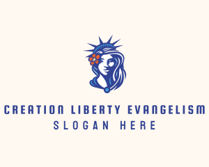 Liberty Statue Flower logo design