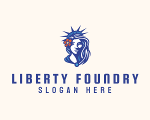 Liberty Statue Flower logo design