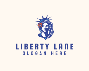 Liberty Statue Flower logo design