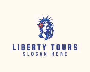 Liberty Statue Flower logo design