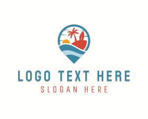 Location Pin - Tropical Summer Destination logo design
