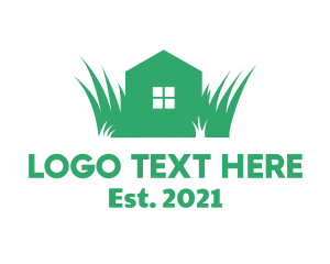 Green Leaf - House Grass Lawn logo design