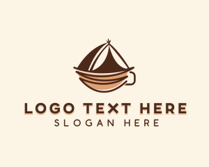 Brown - Camping Tent Coffee Cup logo design