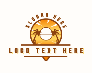 Resort - Travel Pin Sunset logo design