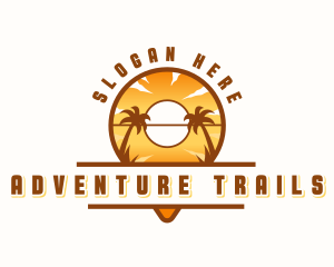 Travel Pin Sunset logo design