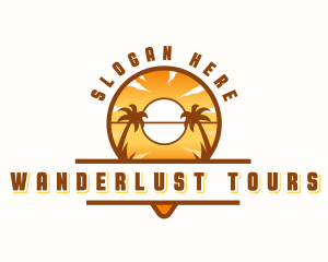 Travel Pin Sunset logo design