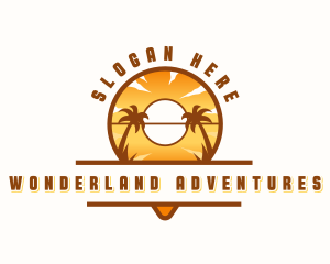 Travel Pin Sunset logo design