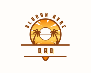 Tourism - Travel Pin Sunset logo design