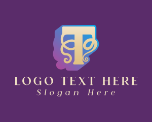 Lettering - Gradient Letter T Calligraphy logo design