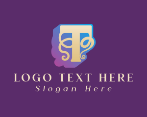 Gradient Letter T Calligraphy Logo