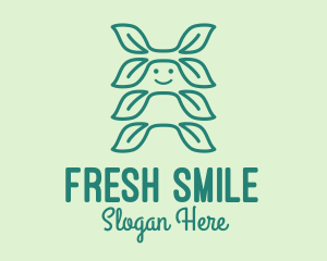 Monoline Leaf Smile logo design