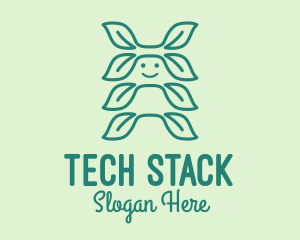 Stack - Monoline Leaf Smile logo design