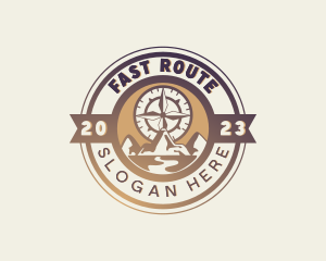 Route - Navigation Compass Mountain logo design